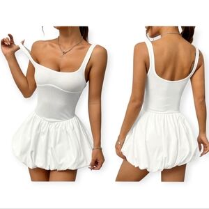 Shein White Sleeveless Bubble Mini Dress